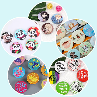 Happizza 200 Sets 58mm(2.25 in) Metal Round Button Supplies Buttons Making Parts, Pin Maker Parts Badge Supplies for ButtonsMaker, Including Metal Shells Back Cover, Clear Film&Blank Paper&Gasket