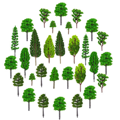 36 Pieces 1.36-6 inch Mixed Model Trees Train Scenery Architecture Tree Fake Trees for DIY Crafts, Building Model, Scenery Landscape Natural Green