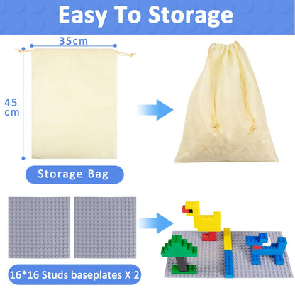 Cabeeskii 560 Pieces White Classic Building Blocks Bulk with 2 Base Plates, Building Bricks in 7 Size, Compatible with All Major Bricks, for Kids & MOC Lovers
