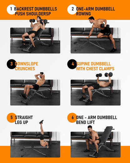 BARWING Adjustable Weight Bench Workout Bench, 1000 LB Heavy Duty Incline Decline Bench for Home Gym, Easy Assembly Foldable Training Lifting Bench, Ultra Short Gap 2025 New Version