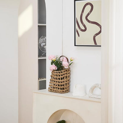 Wall Hanging Basket Decorative Boho Mounted Organizer Dried Flower Plants Front