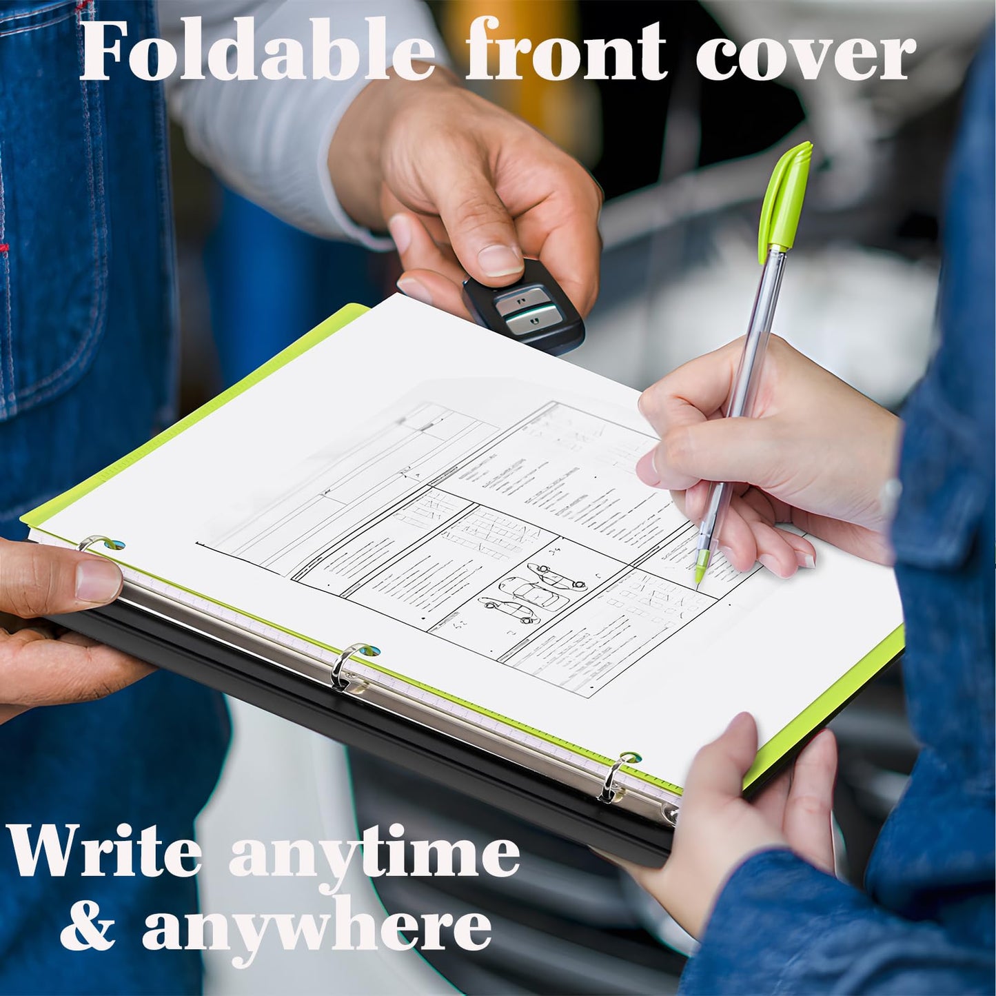 INFUN 1 Inch Telescoping Project Organizer Binder-2PCS,13 Pocket, Customizable Front Cover, 5 Colors Pocket Divider and Plastic Binder Pocket，225 Sheet Capacity-Green