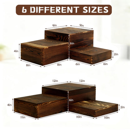 6 Pack Wooden Buffet Risers Rustic Wood Cupcake Stand Catering Supplies Buffet Display with Mini Signs Food Risers for Buffet Table Dessert Display Stand for Home Decor Party Wedding Birthday