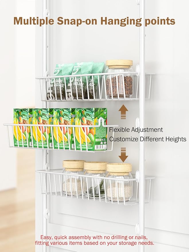 Delamu Over The Door Pantry Organizer, 8-Tier Pantry Door Organizers and Storage