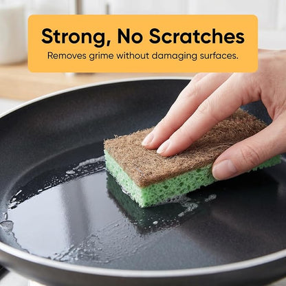 Kitchen Sponges for Washing Dishes, Non-Scratch Cellulose Dish Scrub Sponges, Cleaning Sponges for Household Use, Safe Cleaning Products, Kitchen Sponges Pack of 2, by Superio