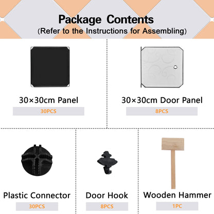 C&AHOME Cube Storage Organizer with Doors, 8-Cube Shelves, Closet Cabinet, DIY Plastic Modular Bookshelf, Storage Shelving Ideal for Bedroom, Living Room, 24.8" L × 12.4" W × 48.4" H Black UGSHS3008A