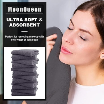 MOONQUEEN Microfiber Facial Cloths Fast Drying Washcloth 12 Pack