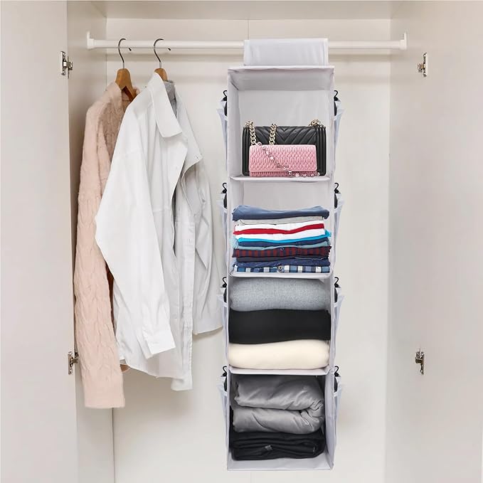 PetsHome 4-Shelf Hanging Closet Organizer, Space Saver, Closet Hanging Storage