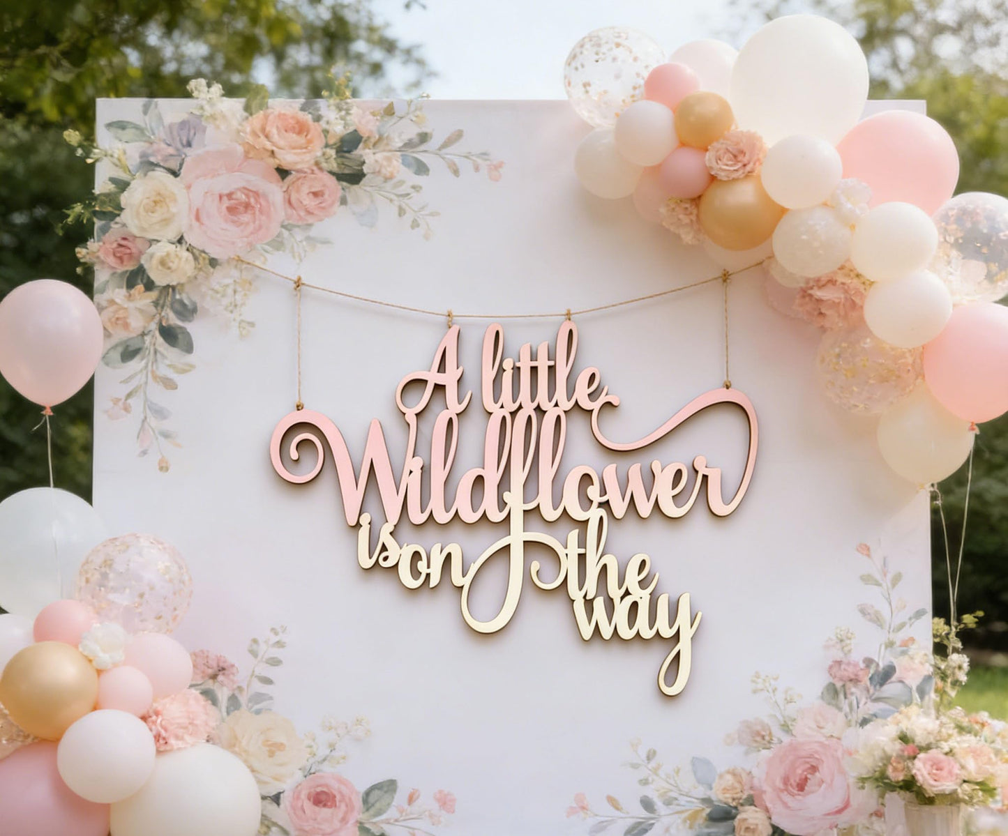 Wooden"A Little Wildflower is on The Way"wall Sign, Baby Shower Welcome Sign,Newborn Shower Yard Sign,Gender Reveal Boy/Gril Welcome Sign,Nursery Wall Decor,Photo Booth Props Door Decorations