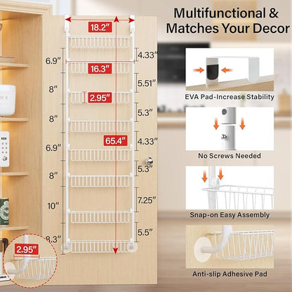 Delamu Over The Door Pantry Organizer, 8-Tier Metal Pantry Door Organization