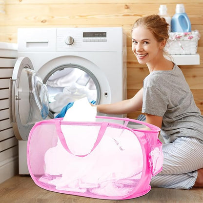 Durable Collapsible Laundry Baskets, Mesh Pop Up Laundry Hamper
