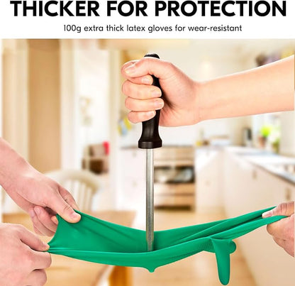 Vgo... 10-Pairs Reusable Household Gloves, Rubber Dishwashing gloves, Extra Thickness, Long Sleeves, Kitchen Cleaning, Working, Painting, Gardening, Pet Care (Size M, Green, HH4601)