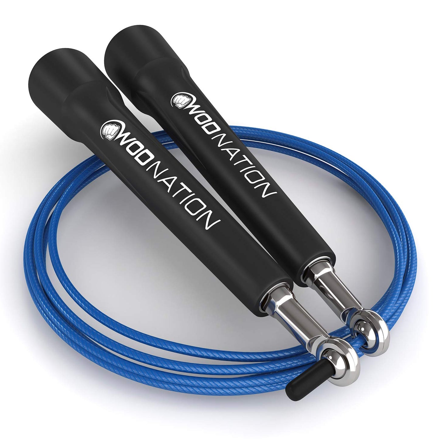 WOD Nation Adjustable Speed Jump Rope for Men & Children - Blazing Fast Fitness Skipping Rope for Boxing, MMA, Endurance, Exercise, and Gym Workout - Black