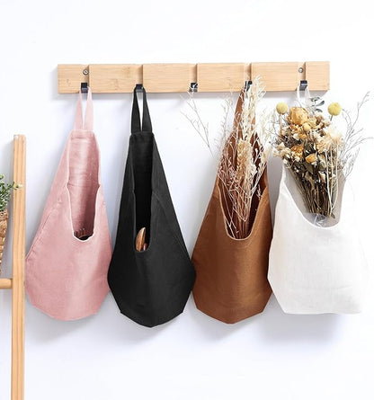 100% Linen Hanging Storage Bags Baskets 2 Pcs, Small Wall Storage Bag