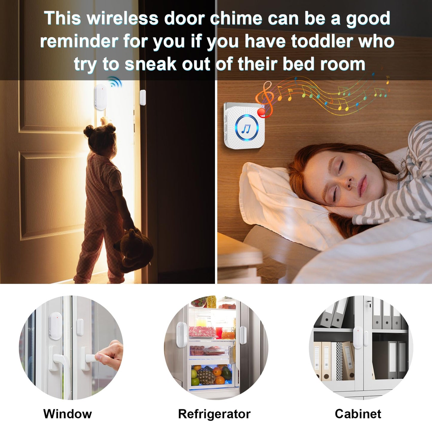 Sanjie Door Chime,Wireless Door Chimes When Door Opens Entry Alarm for Home/Business/Office/Store with 800ft Range,55 Chimes and 5 Adjustable Volume Door Ringer Alert