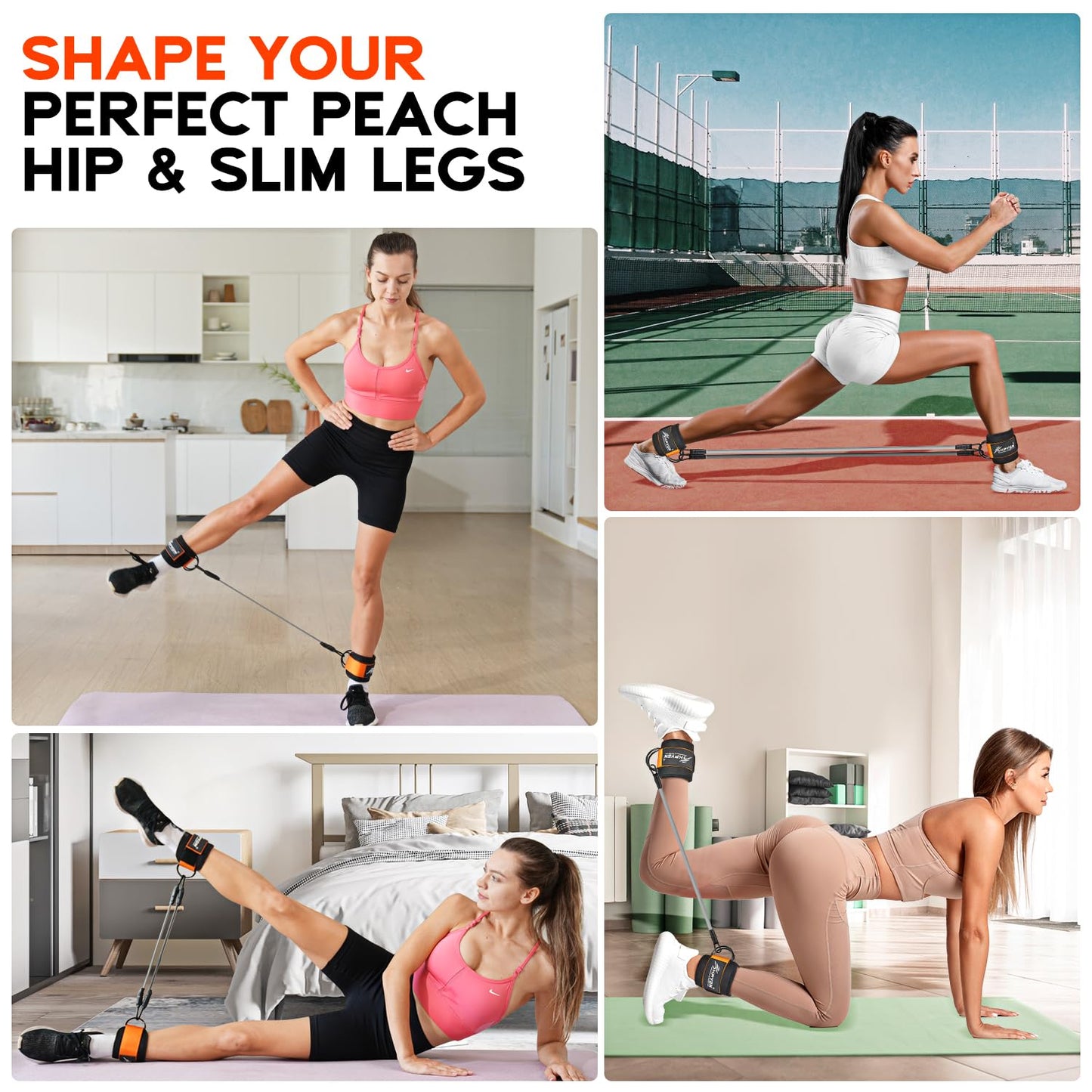 HPYGN Ankle Resistance Bands with Cuffs, Ankle Bands for Working Out, Resistance Bands for Leg Butt Training Exercise Equipment for Kickbacks Hip Gluteus Training, Ankle Strap with Exercise Bands
