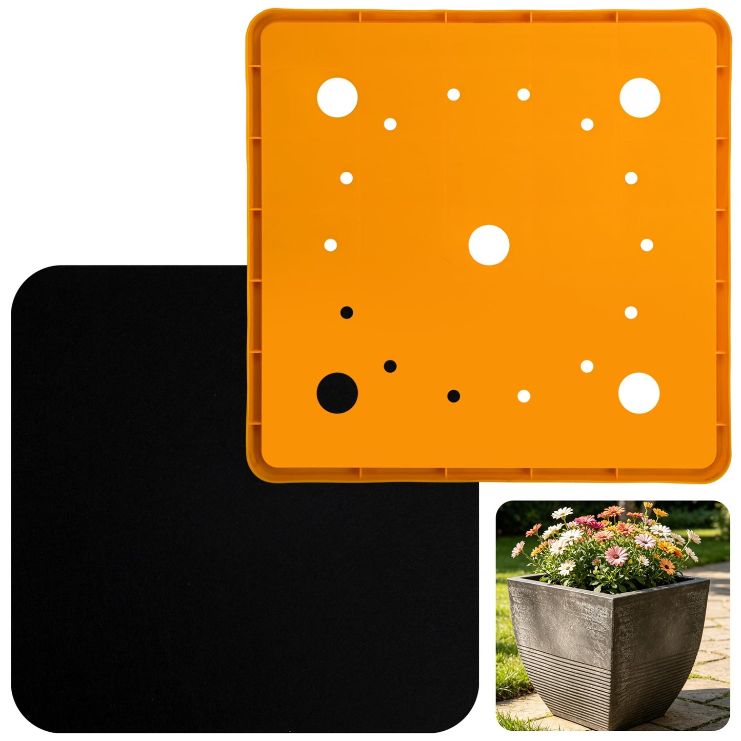 LFUTARI 13" Square Planter Insert, Reusable Large Plant Pots Insert with Liner, Plastic Planter Pot Fillers for Indoor and Outdoor 16''-19'' Plants Containers (Actual Size 13x13)