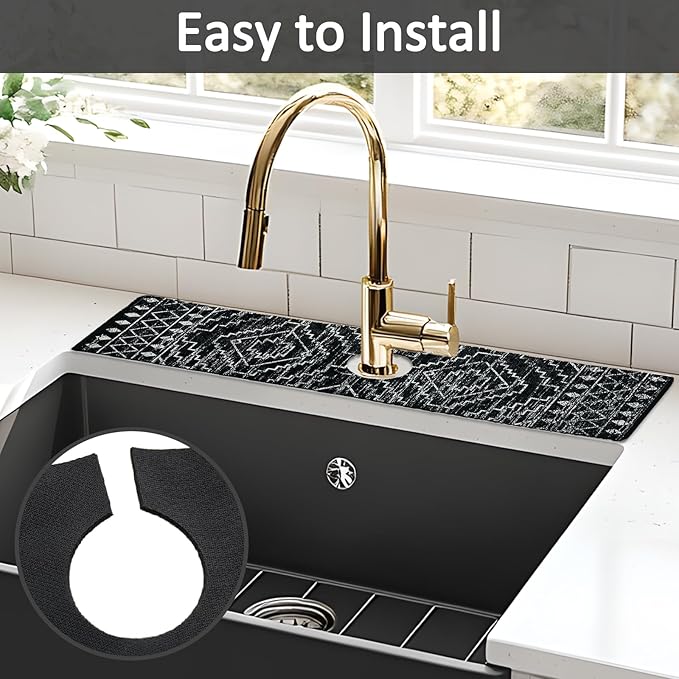 2PCS 24" X 5.5" Kitchen Sink Splash Guard Faucet Mat Aztec Super Absorbent Fast