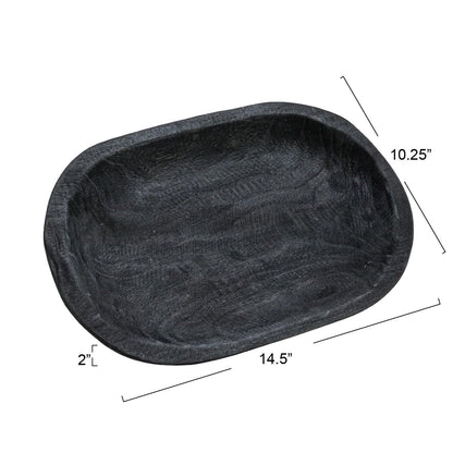 Bloomingville Hand-Carved Paulownia Wood Bowl, Black