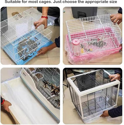 Small Animal Cage Liners Disposable, 50 PCS Rabbit Litter Box Liner Cage Tray Liner Pet Litter Pan Bags Plastic Film Cover for Guinea Pig Bunny Bird Chinchilla Hedgehog (Compact)