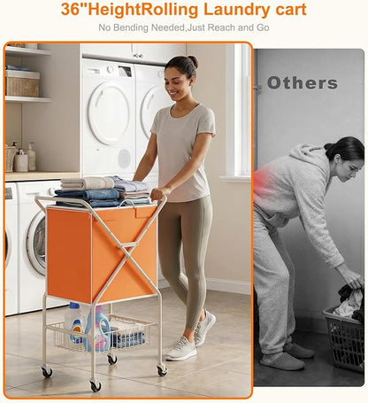 Convenient Laundry Basket with Wheels, Heavy Duty Dirty Clothes Laundry Hamper