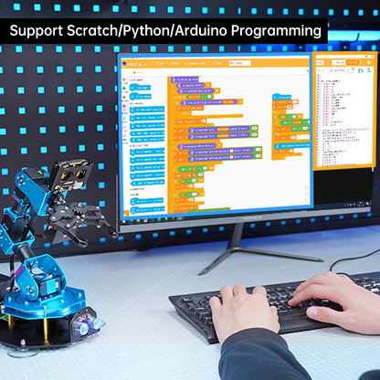 AI Vision & Voice Interaction Smart Robotic Arm for Arduino Scratch Python 6DOF Robot Arm STEM Project Educational Robot & Engineering Kits, Science/Coding/Programming Set, xArmAI Advanced Kit