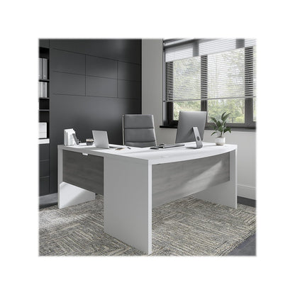 Bush Business Furniture L Shaped Computer Desk 72 inch with Credenza, PC Table and Low Storage Cabinet with Shelves for Home Office, Vista Collection, Modern, Beige