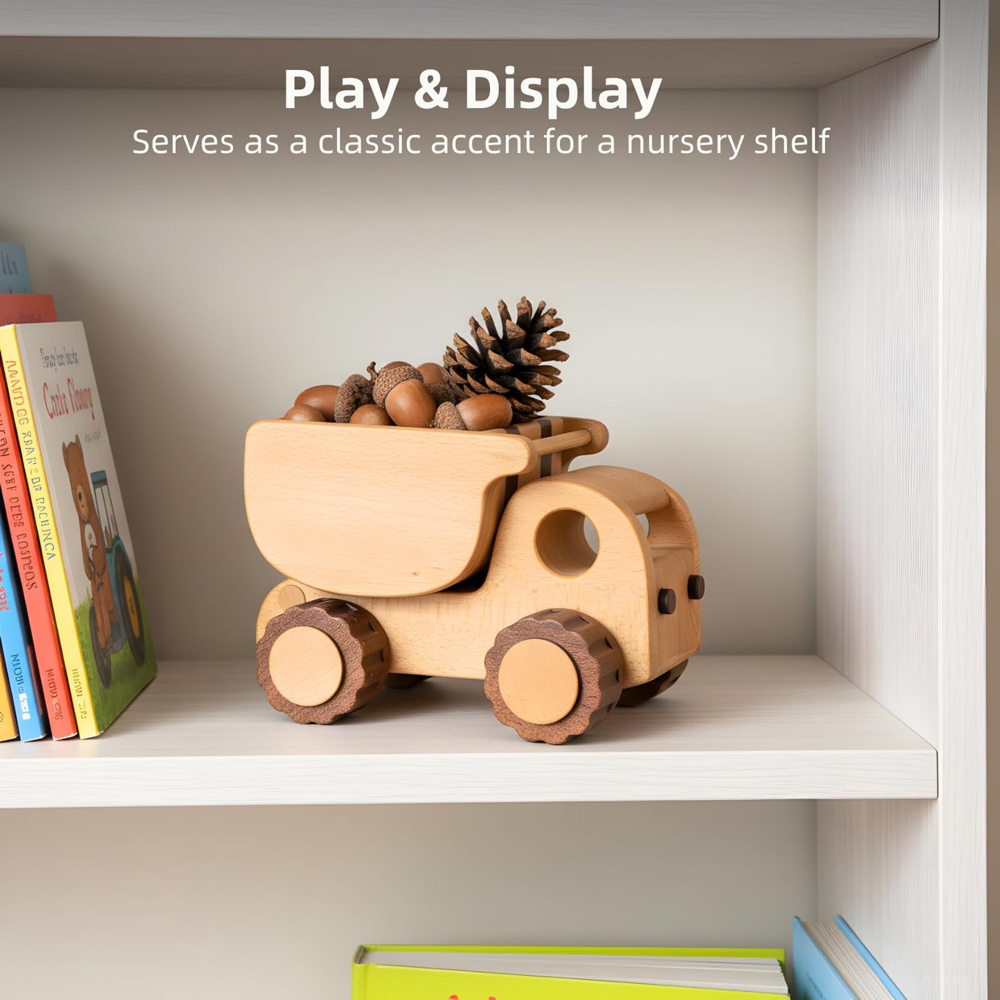 DadCarved Wooden Dump Truck for Toddlers Kids