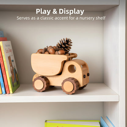 DadCarved Wooden Dump Truck for Toddlers Kids