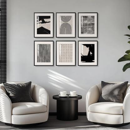 Framed Black and White Abstract Wall Art, 6 Pieces Modern Prints Paintings Artwork for Walls, Minimalist Abstract Pictures for Living Room Bedroom Dining Room Office Bathroom Wall Decor 11x14 Inch