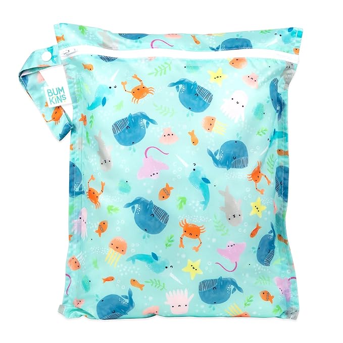Bumkins Waterproof Wet Bag for Baby, Swim Suit, Cloth Diapers, Pump Parts