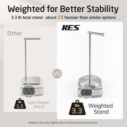 KES Toilet Paper Holder Stand SUS 304 Stainless Steel Rustproof Pedestal Lavatory Tissue Roll Holder Floor Stand Modern Brushed Nickel Finish, BPH283S1-2