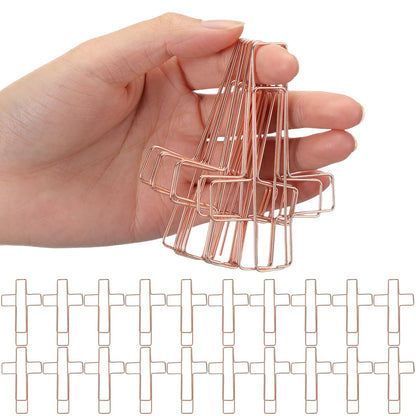 Tenceur 50 Pcs Large Cross Paper Clips Jumbo Funny Cute Paperclips Bookmarks Stationary Clips Marking Paper Clamps Journaling Bible Study Supplies Accessories for Office (Rose Gold,Electroplate)