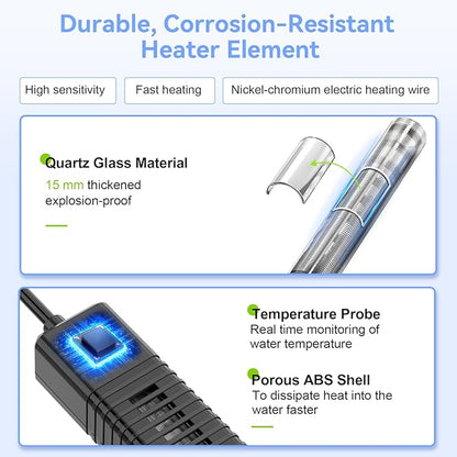 hygger Nano Submersible Aquarium Heater for 5-10 Gallon Betta Fish Tank Heater with Digital Display, Adjustable Temperature Controller 50Watt