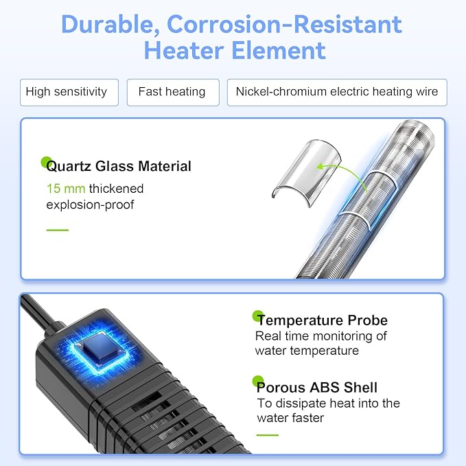 hygger Nano Submersible Aquarium Heater for 10-15 Gallon Fish Tank Betta Heater with Digital Display, Adjustable Temperature Controller 75Watt