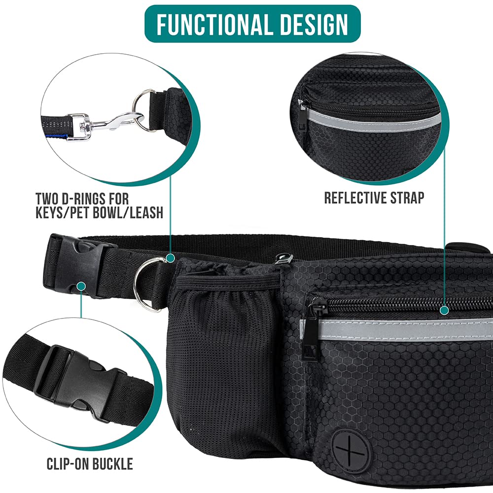 PetAmi Dog Fanny Pack, Treat Pouch for Dog Walking, Training, Built in Poop Bag Dispenser, Water Bottle Holder, Collapsible Bowl, Pet Treat Waist Belt for Hiking, Running, Kibbles (Camo Black)