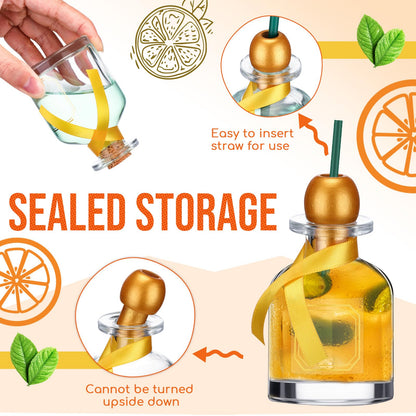 Hushee 12 Pcs Empty Liquor Bottles with Straw Mini Tequila Bottles for Drinks Reusable Shot Glass Cups with Green Ribbon for Wedding Party Favor Personalized Decoration(Gold,50 ml)