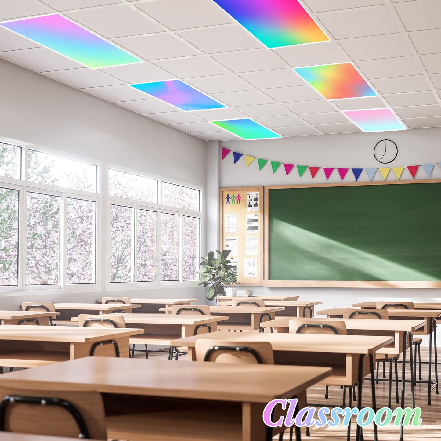 VIHOSE 6 Pcs Fluorescent Light Covers for Ceiling Lights Classroom Magnetic Light Covers Classroom Filters Office School Drop Ceiling, 4 x 2 ft(Neon)