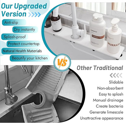 Fast Drying Faucet Mat for Kitchen Sink, Water Absorbent Diatomite Stone Sink