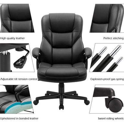 Furmax Office Executive Chair High Back Adjustable Managerial Home Desk Chair, Swivel Computer PU Leather Chair with Lumbar Support