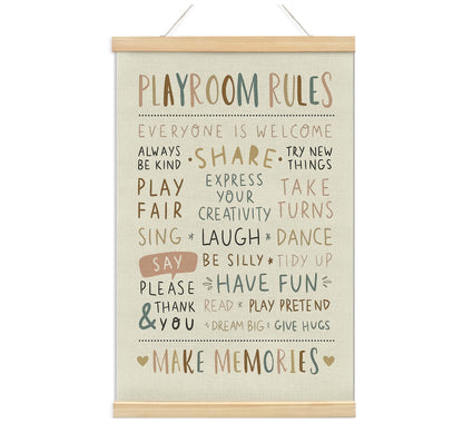 foedor Playroom Wall Decor,Play Room Rules Wall Decor for Kids Play Game Room Bedroom Nursery Home School Playroom Essentials, Boho Nursery Decor for Kids Room Nursery Home school,16x24 Inch