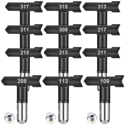 Zhengmy 12 Pcs Airless Paint Sprayer Tips Reversible Spray Tips Nozzles Tip Paint for Airless Sprayer Gun House Painting Fences(109,113, 208,211,213,215,217,308,311,313,315,317)