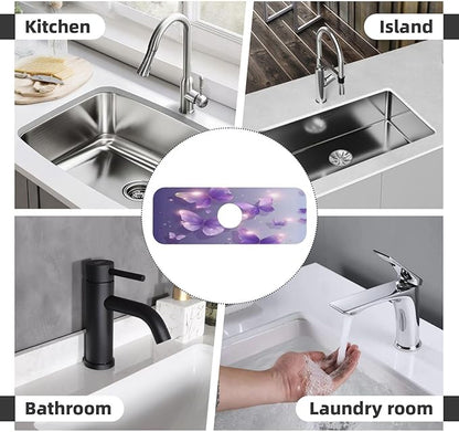 Purple Butterfly Kitchen sink faucet pad, strong water absorption, anti slip