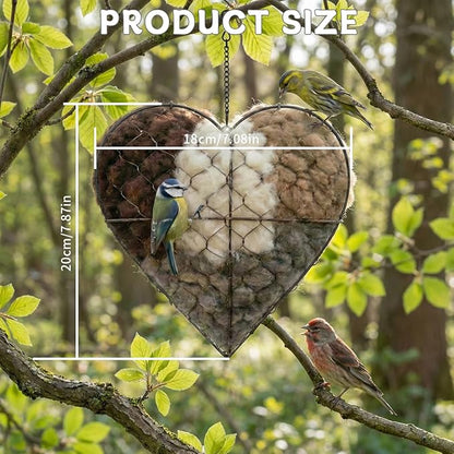 Handmade Alpaca Fiber Bird Nesting Material Heart – Soft Nesting Holder for Wild Birds, Garden Trees, Winter Shelter & Bird Lover Gift (1PC)