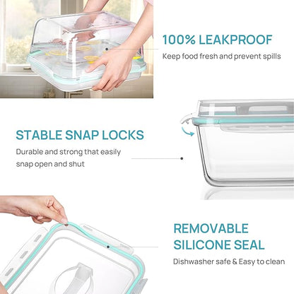 Vtopmart 220oz + 76.4oz Extra Large Glass Storage Containers Set, Meal Prep
