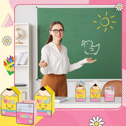 Fayoo 3 Pcs Sharp and Dull Pencil Holder for Classroom Teacher Appreciation Gifts Eraser Buckets Pencil Dispenser Wooden Desktop Organizer for Office Students No Assembly Required