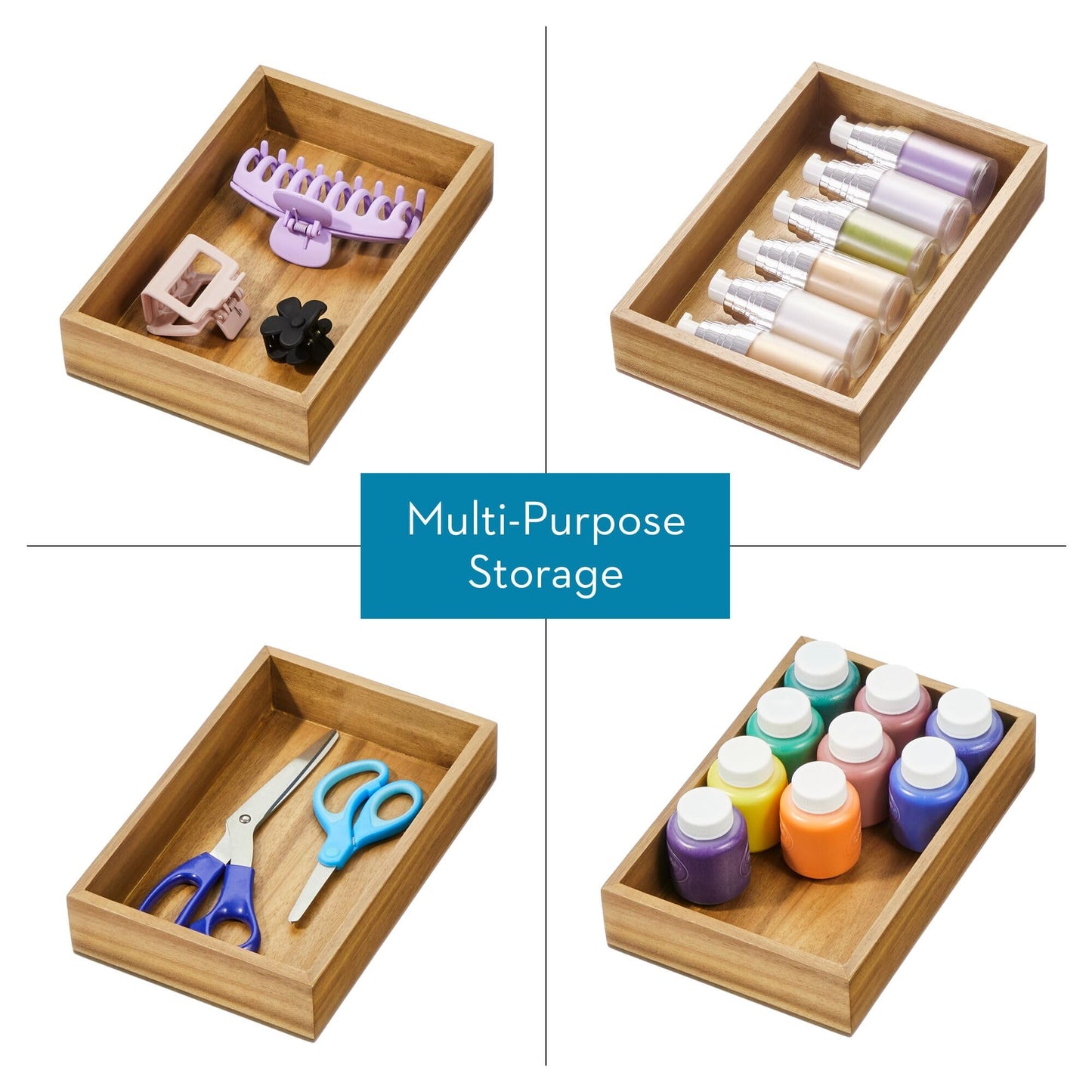 iDesign Acacia Wood Kitchen and Pantry Small Drawer Organizer Bin