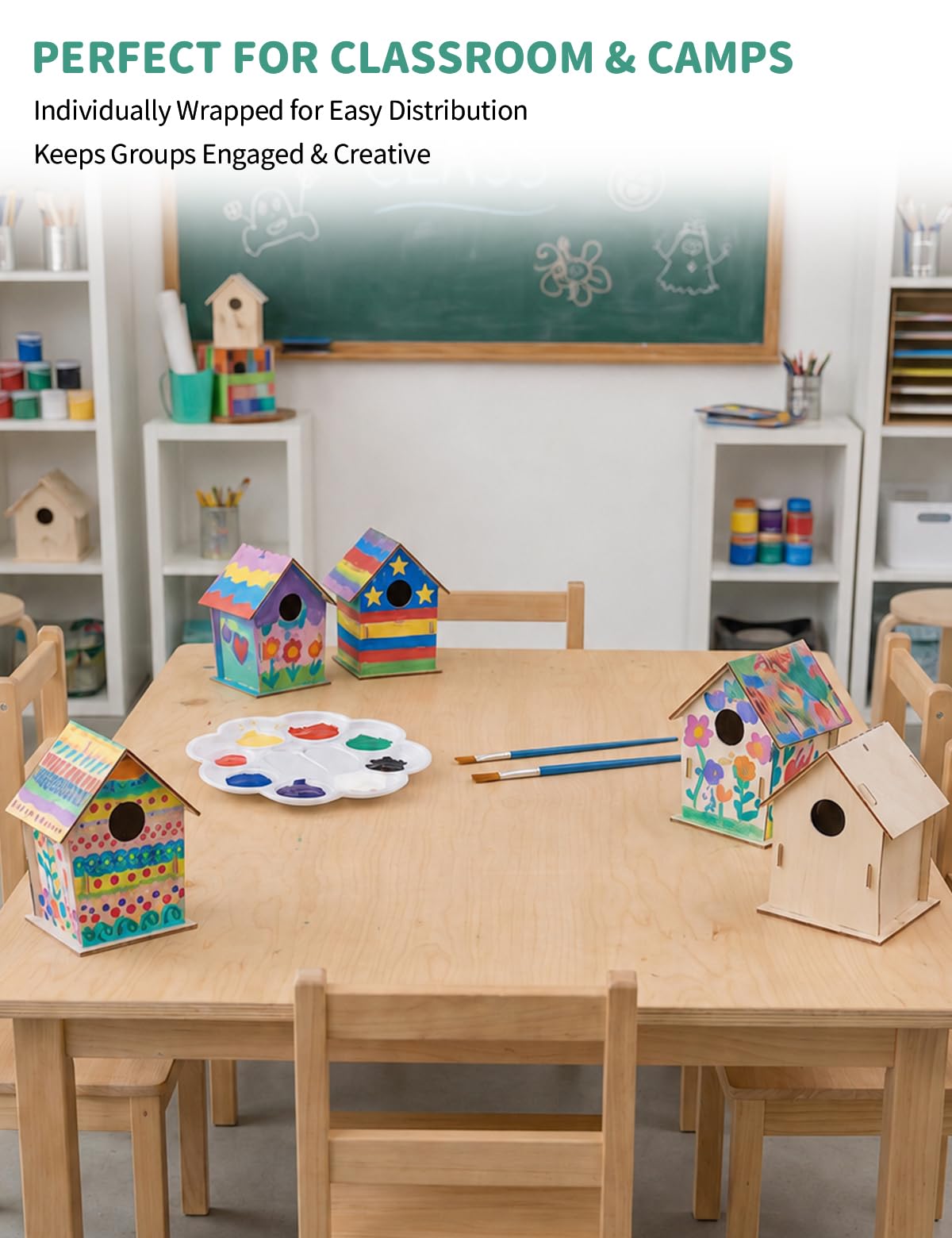 Zebrabox 18 Pack DIY Bird House Kits - 6 Styles Unfinished Wooden Birdhouse Craft Project for Class Party, Family Activity & Gift Arts and Crafts