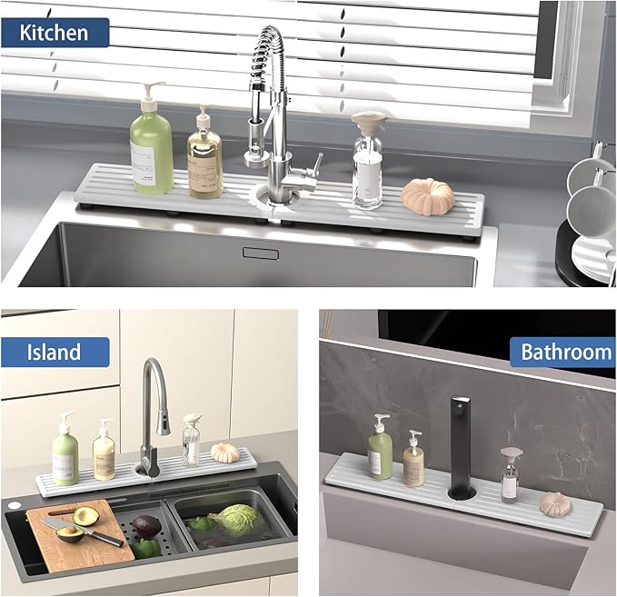 Stone Faucet Mat for Kitchen Sink, Water Absorbing Sink Water Splash Guard