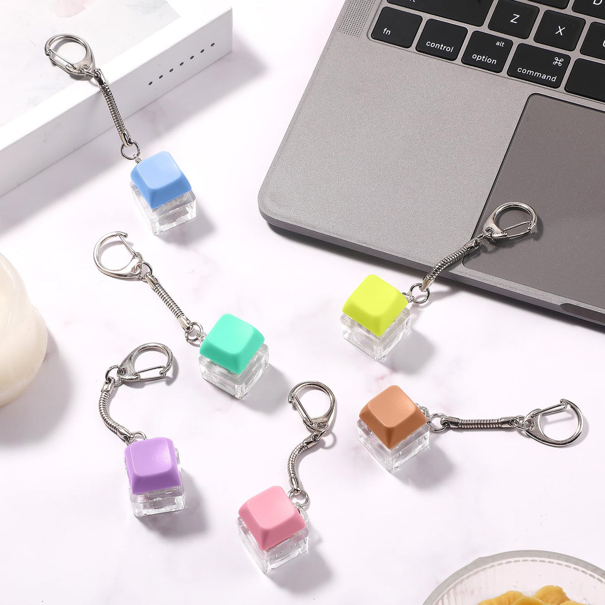 Seeloowy 36 Pcs Keyboard Fidget Clicker Keyboard Keychain Decompression Relief Toys Button Stress Relief Gifts for Adults Pass the Time Office Party Favors (Classic Color)